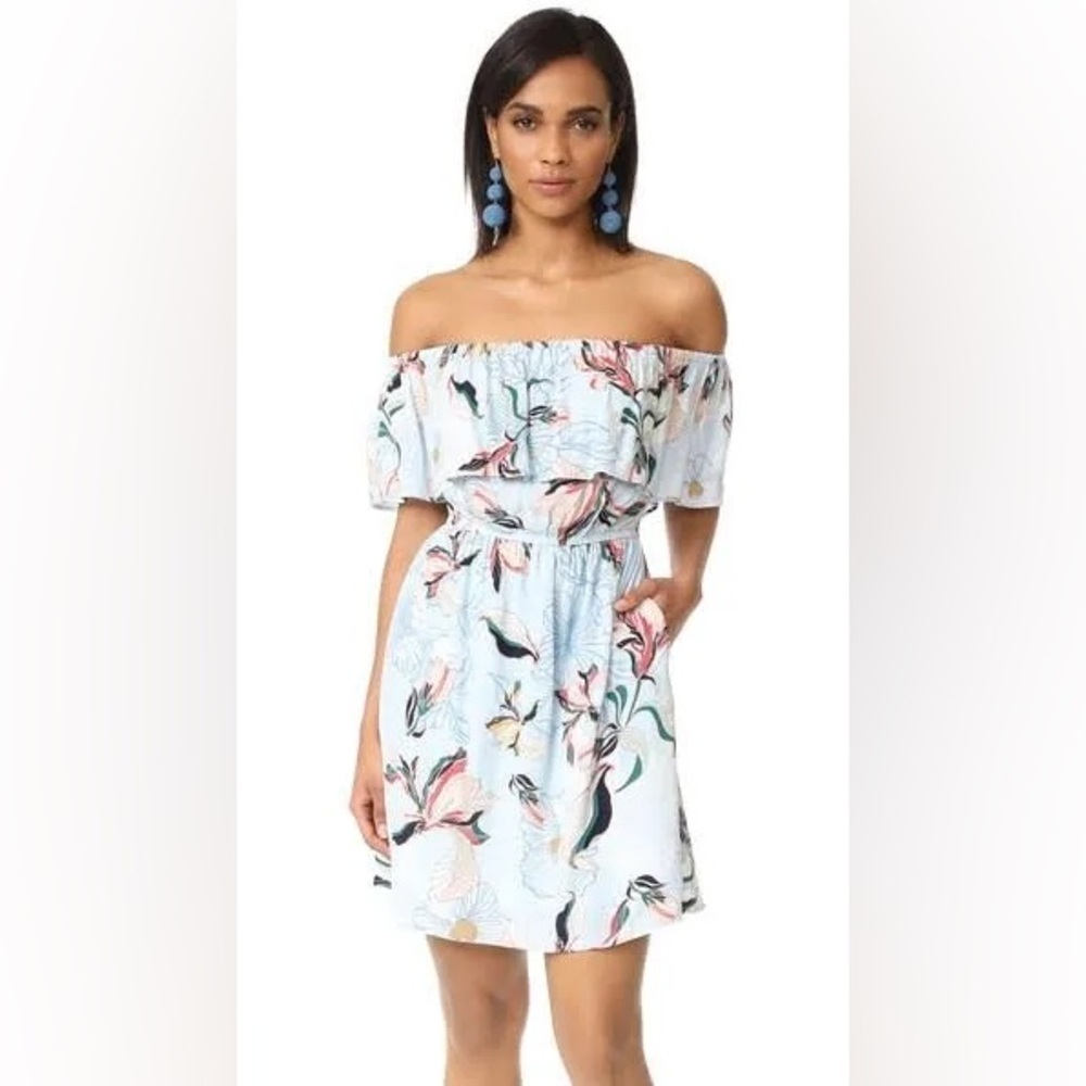 NWT Cupcakes & Cashmere Blue Potter Off Shoulder Floral Dress Women's XS
